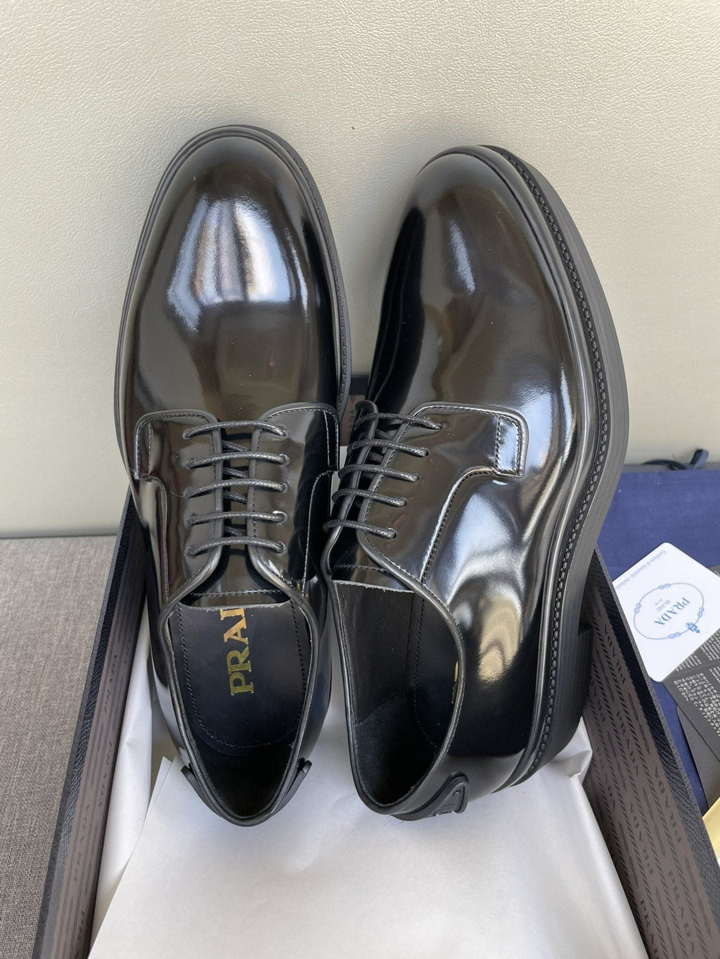 Prada Black Glossy Oxford Shoes — hero