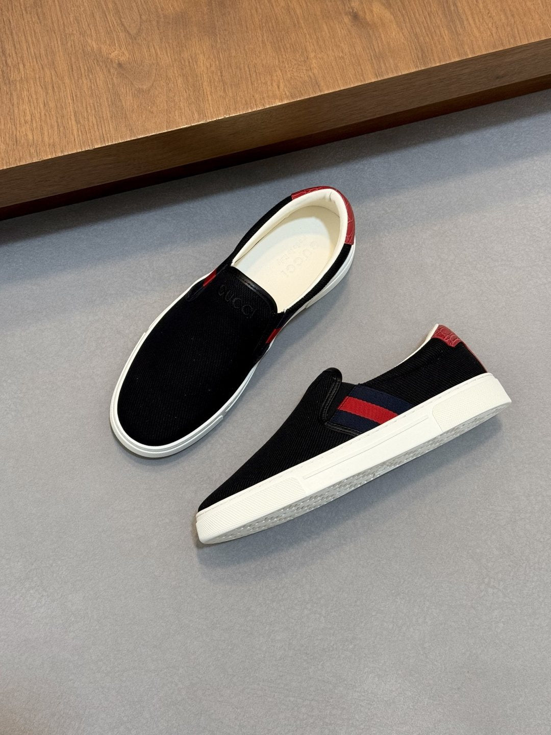 Gucci Web Stripe Slip-On Sneakers — front