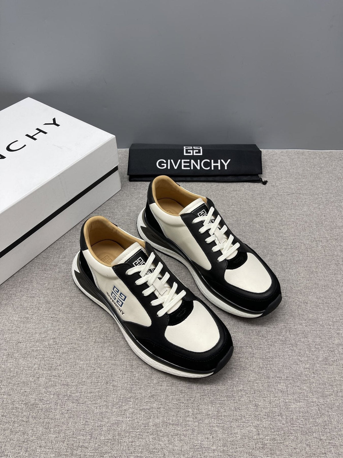 Givenchy Black and White Low-Top Sneakers — front