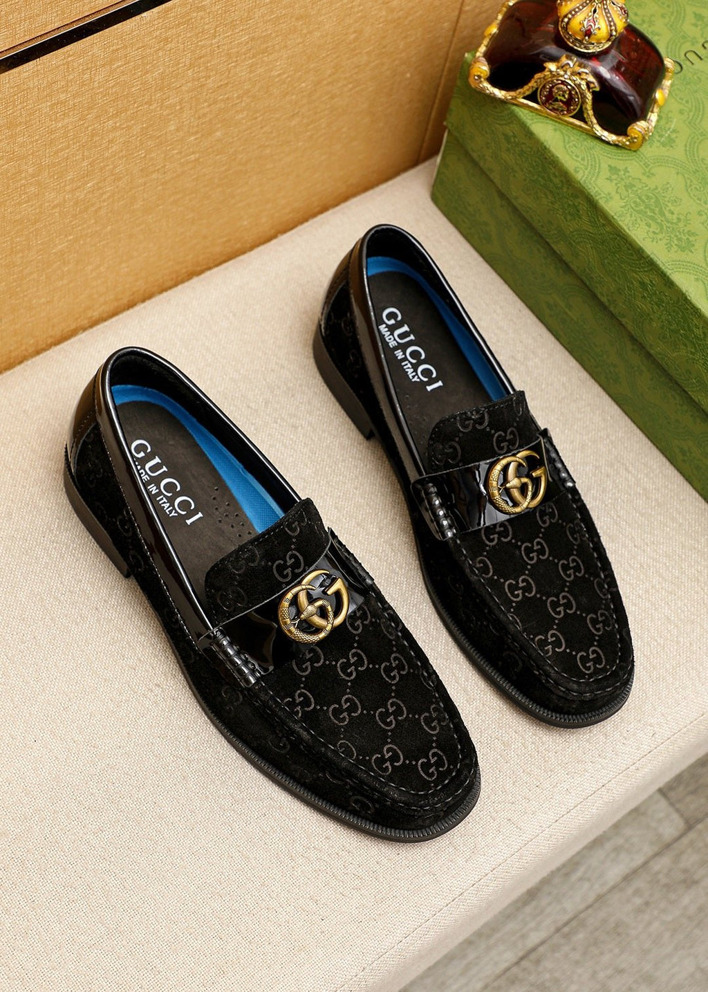 Gucci Patterned Hardware Loafers — hero